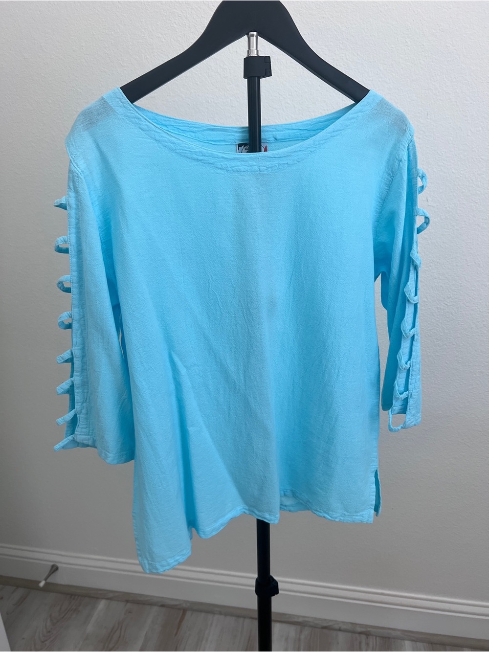 Turquoise Boxy 3/4 Sleeve Blouse